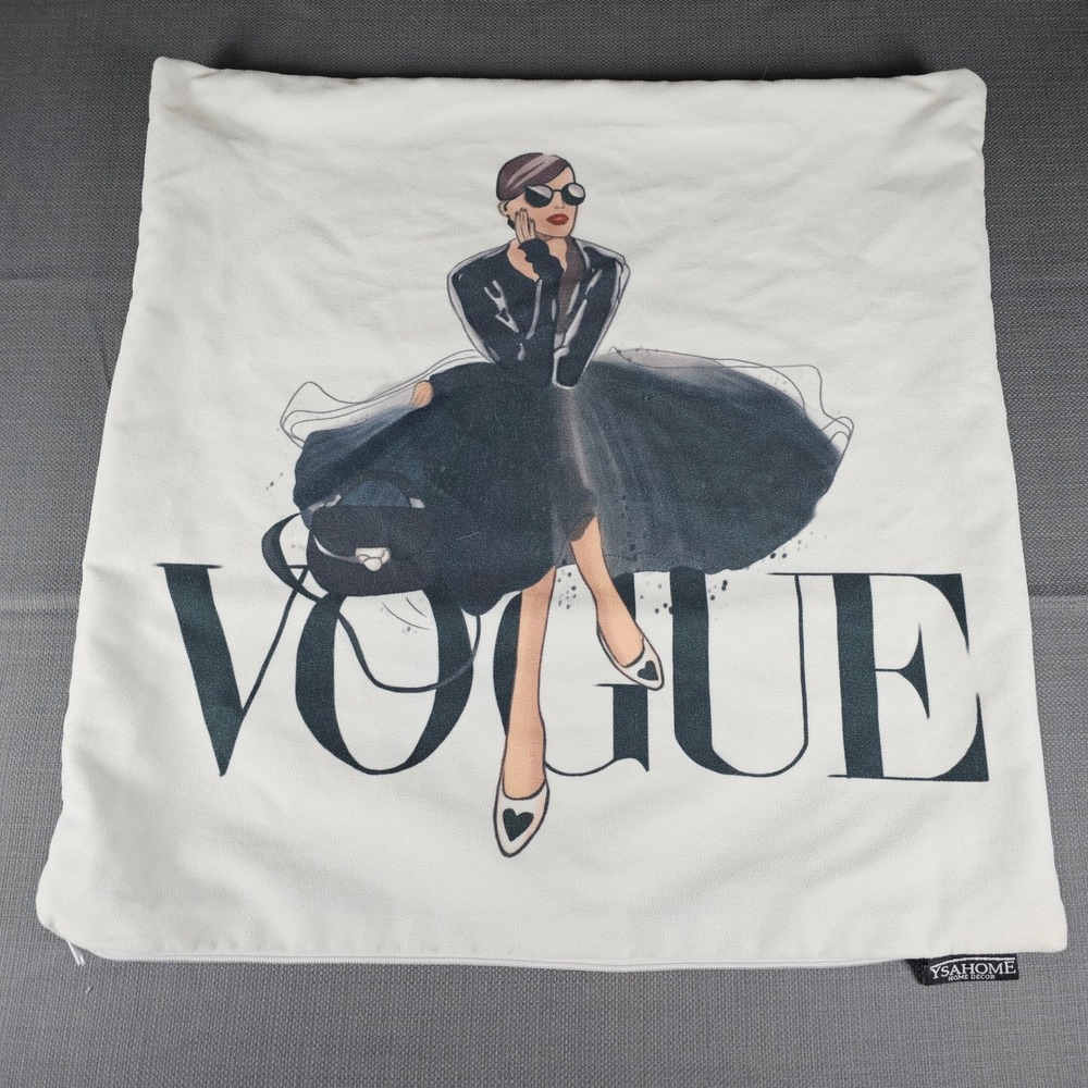 YSahome Vogue Fashionista‎ Black  Dress Pillow Cover Case White Square